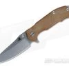 Hinderer Knives MP-1 Natural Micarta 3.25" Stonewashed Flipper -Rescue Knives Sales Store 0329 1