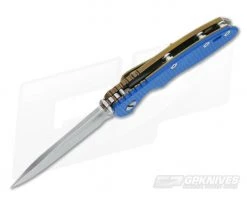 Hinderer Knives XM-18 3.5" Blue Slicer NON Flipper Battle Bronze Frame -Rescue Knives Sales Store 0402 3