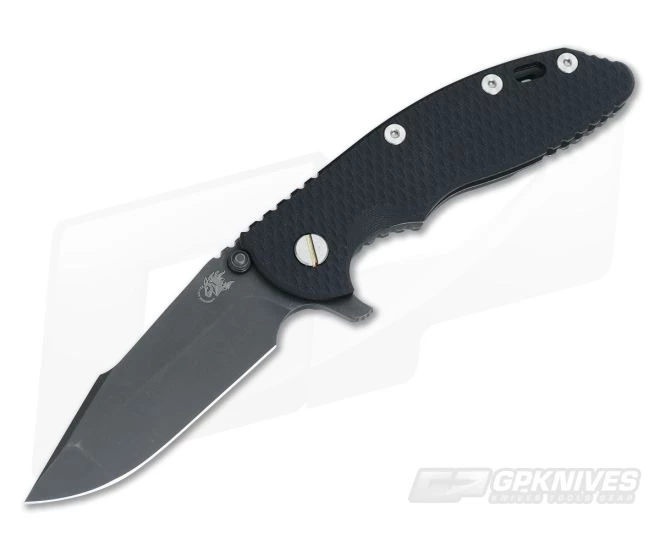 Hinderer Knives XM-18 3.5" Black Harpoon Spanto Battle Black DLC Flipper 3 Hinderer Knives XM-18 3.5" Black Harpoon Spanto Battle Black DLC Flipper