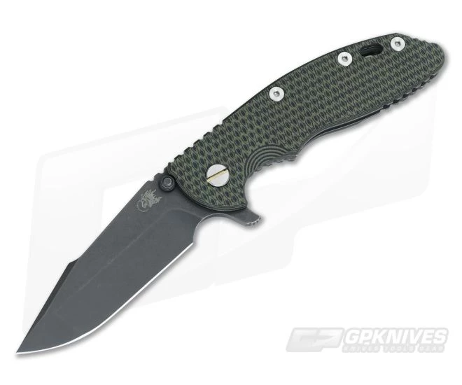 Hinderer Knives XM-18 3.5" Green/Black Harpoon Spanto Battle Black DLC Flipper 3 Hinderer Knives XM-18 3.5" Green/Black Harpoon Spanto Battle Black DLC Flipper