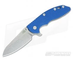 Hinderer Knives XM-18 3.5" GEN 5 Sheepsfoot Stonewash 20CV Blue G10