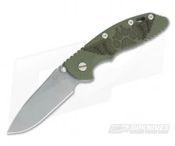 Hinderer Knives XM-18 3.5" NON Flipper Winged Dog Paw #21 Working Finish OD Green G10