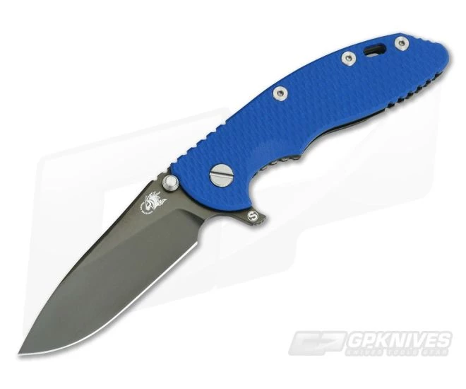 Hinderer XM-18 3.5" GEN 6 Skinny Slicer Stonewash Black DLC 20CV Blue G10 Tri-Way Pivot Flipper 3 Hinderer XM-18 3.5" GEN 6 Skinny Slicer Stonewash Black DLC 20CV Blue G10 Tri-Way Pivot Flipper