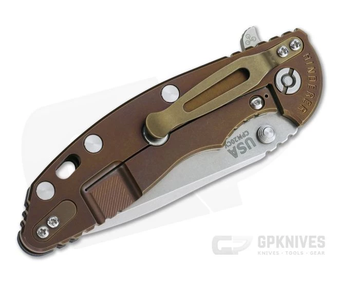 Hinderer XM-18 3.5" Tri-Way Flipper Spanto Stonewashed 20CV Blue/Black G10 Bronze Frame 0821 4 Hinderer XM-18 3.5" Tri-Way Flipper Spanto Stonewashed 20CV Blue/Black G10 Bronze Frame 0821 - Image 2