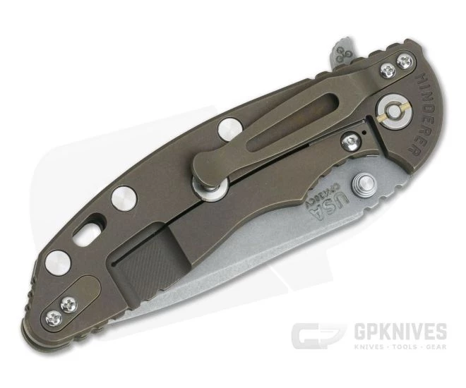 Hinderer XM-18 3.5" Tri-Way Flipper Spanto WF 20CV OD Green G10 Battle Bronze Frame 0830 4 Hinderer XM-18 3.5" Tri-Way Flipper Spanto WF 20CV OD Green G10 Battle Bronze Frame 0830 - Image 2