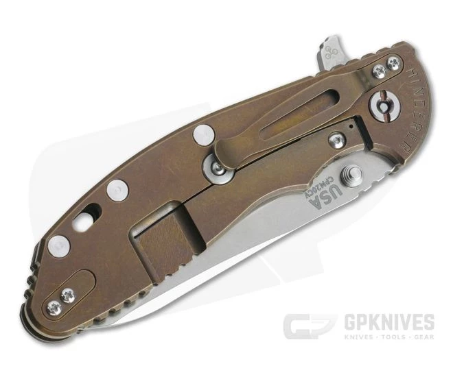Hinderer XM-24 Sheepsfoot Stonewashed 20CV Black G10 Bronze Tri-Way Pivot Flipper 4 Hinderer XM-24 Sheepsfoot Stonewashed 20CV Black G10 Bronze Tri-Way Pivot Flipper - Image 2