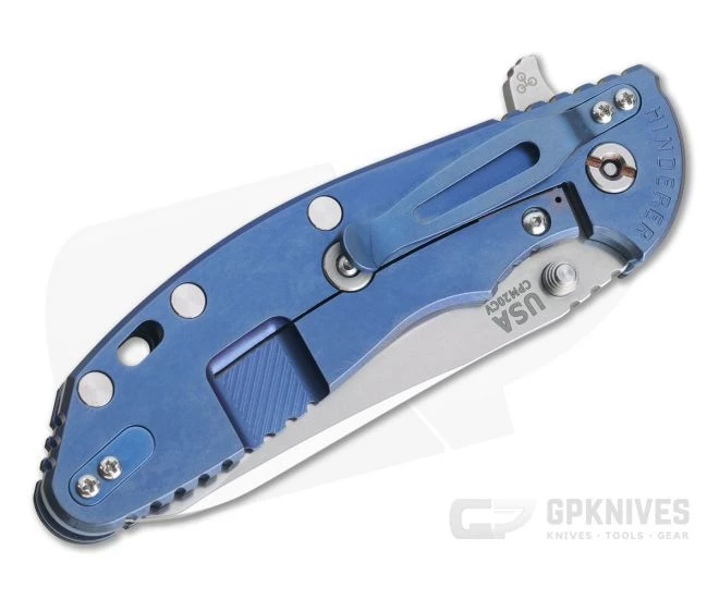 Hinderer XM-24 Sheepsfoot Stonewashed 20CV Black G10 Blue Tri-Way Pivot Flipper 4 Hinderer XM-24 Sheepsfoot Stonewashed 20CV Black G10 Blue Tri-Way Pivot Flipper - Image 2