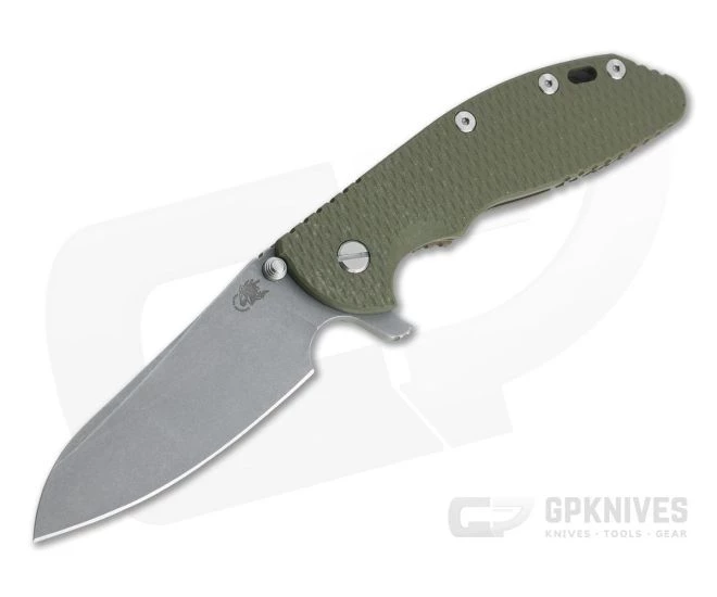 Hinderer XM-24 Sheepsfoot Working Finish 20CV OD Green G10 Battle Bronze Tri-Way Pivot Flipper 3 Hinderer XM-24 Sheepsfoot Working Finish 20CV OD Green G10 Battle Bronze Tri-Way Pivot Flipper