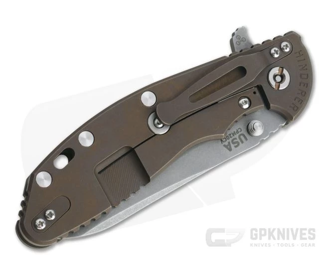 Hinderer XM-24 Sheepsfoot Working Finish 20CV OD Green G10 Battle Bronze Tri-Way Pivot Flipper 4 Hinderer XM-24 Sheepsfoot Working Finish 20CV OD Green G10 Battle Bronze Tri-Way Pivot Flipper - Image 2