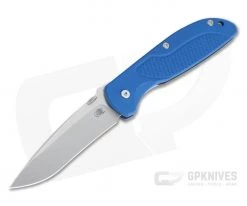 Hinderer Firetac Recurve Stonewashed 20CV Blue G10 Tri-Way Blue Titanium Frame Lock Folder 1097