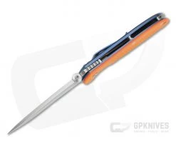 Hinderer Firetac Recurve Stonewashed 20CV Orange G10 Tri-Way Blue Titanium Frame Lock Folder 1098 -Rescue Knives Sales Store 1098 3 1
