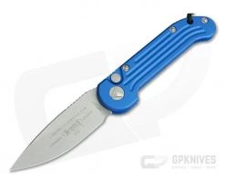 Microtech LUDT Stonewash CTS-204P Plain Edge Blue Automatic Knife 135-10BL