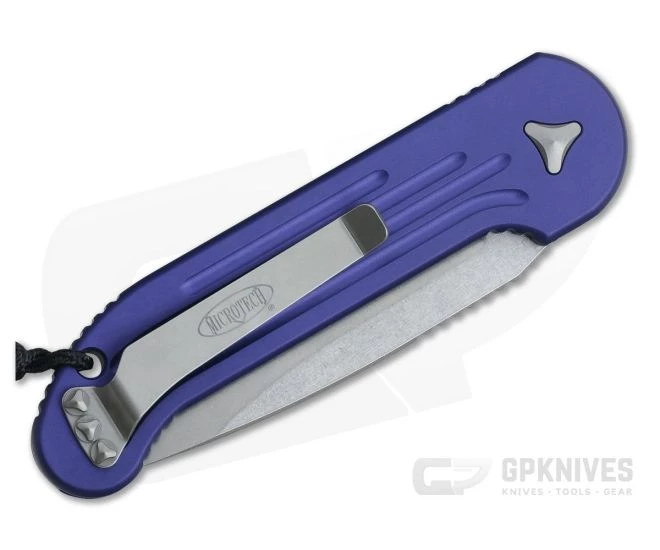 Microtech LUDT Stonewashed CTS-204P Plain Edge Purple Automatic Knife 135-10PU 4 Microtech LUDT Stonewashed CTS-204P Plain Edge Purple Automatic Knife 135-10PU - Image 2