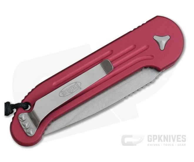 Microtech LUDT Stonewash CTS-204P Plain Edge Red Automatic Knife 135-10RD 4 Microtech LUDT Stonewash CTS-204P Plain Edge Red Automatic Knife 135-10RD - Image 2
