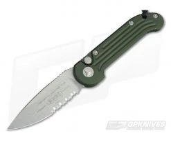 Microtech LUDT Stonewash Partially Serrated OD Green Automatic Knife 135-11OD-M390