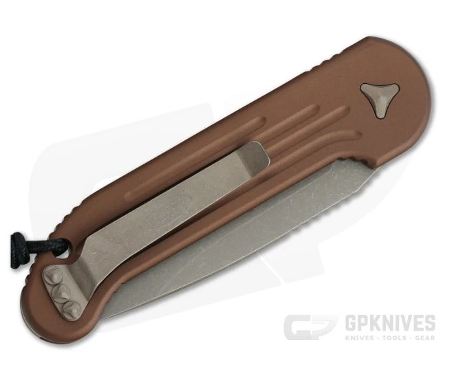 Microtech LUDT Apocalyptic Bronze M390 Tan Automatic Knife 135-13APTA 4 Microtech LUDT Apocalyptic Bronze M390 Tan Automatic Knife 135-13APTA - Image 2