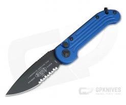 Microtech LUDT Blue Partially Serrated Black M390 Automatic Knife 135-2BL