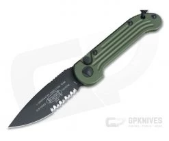 Microtech LUDT Black CTS-204P Partially Serrated OD Green Automatic Knife 135-2OD