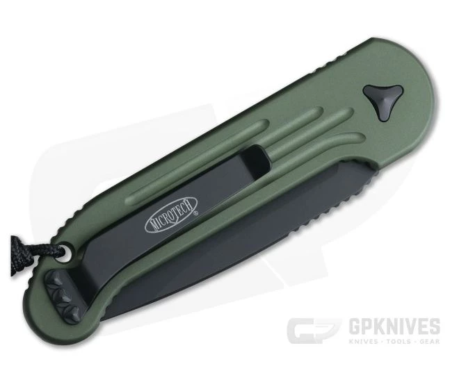 Microtech LUDT Black CTS-204P Partially Serrated OD Green Automatic Knife 135-2OD 4 Microtech LUDT Black CTS-204P Partially Serrated OD Green Automatic Knife 135-2OD - Image 2