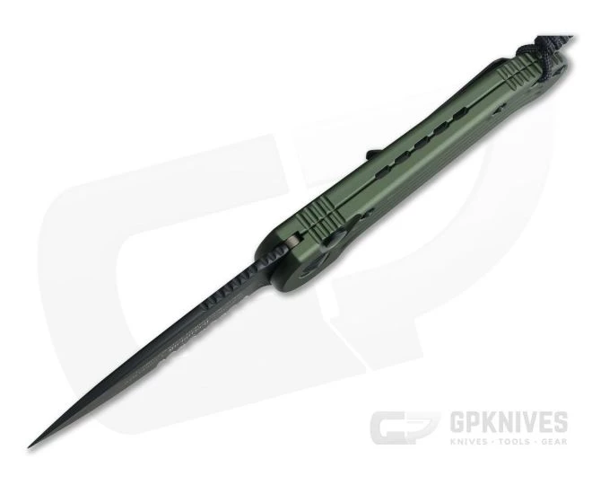 Microtech LUDT Black CTS-204P Partially Serrated OD Green Automatic Knife 135-2OD 5 Microtech LUDT Black CTS-204P Partially Serrated OD Green Automatic Knife 135-2OD - Image 3