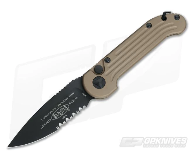 Microtech LUDT Tan Part Serrated Automatic Knife 135-2TA 3 Microtech LUDT Tan Part Serrated Automatic Knife 135-2TA