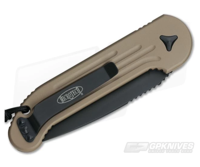 Microtech LUDT Tan Part Serrated Automatic Knife 135-2TA 4 Microtech LUDT Tan Part Serrated Automatic Knife 135-2TA - Image 2