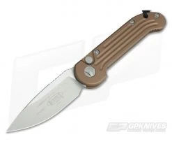Microtech LUDT Satin Plain Edge Tan Automatic Knife 135-4TA-M390