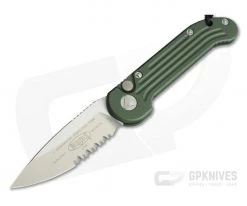 Microtech LUDT Satin Part Serrated CTS-204P OD Green Automatic Knife 135-5OD