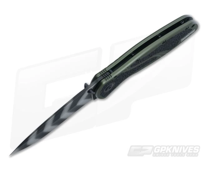 Kershaw Blur Green Handle Tiger Stripe Blade 1670OLTS 5 Kershaw Blur Green Handle Tiger Stripe Blade 1670OLTS - Image 3