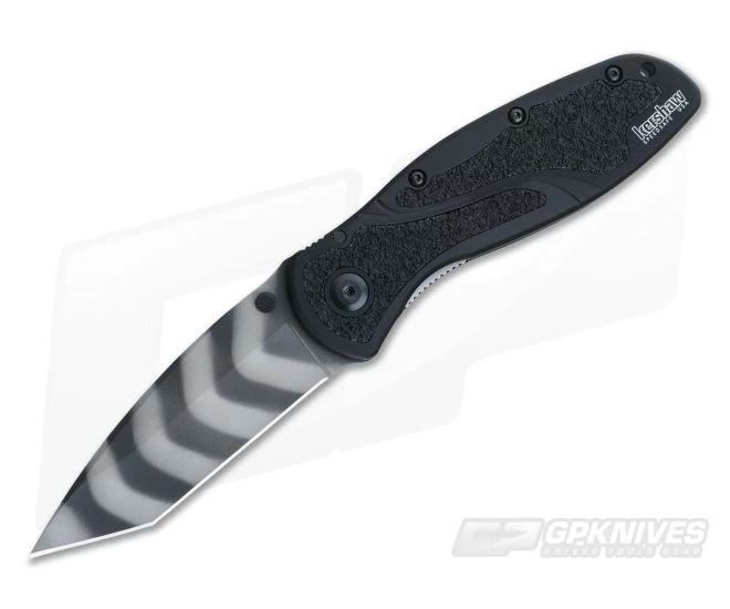 Kershaw Blur Black Handle Tiger Stripe Tanto Blade 1670TTS 3 Kershaw Blur Black Handle Tiger Stripe Tanto Blade 1670TTS