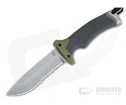 Gerber Ultimate Fixed Blade Stonewashed Partially Serrated Multi-Purpose Fixed Blade Knife 30-001829