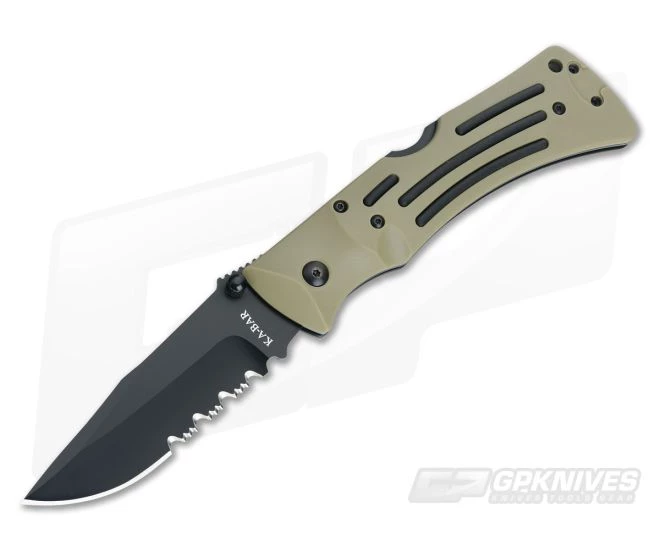 Kabar Desert Mule Folder Black Partially Serrated 3053 3 Kabar Desert Mule Folder Black Partially Serrated 3053
