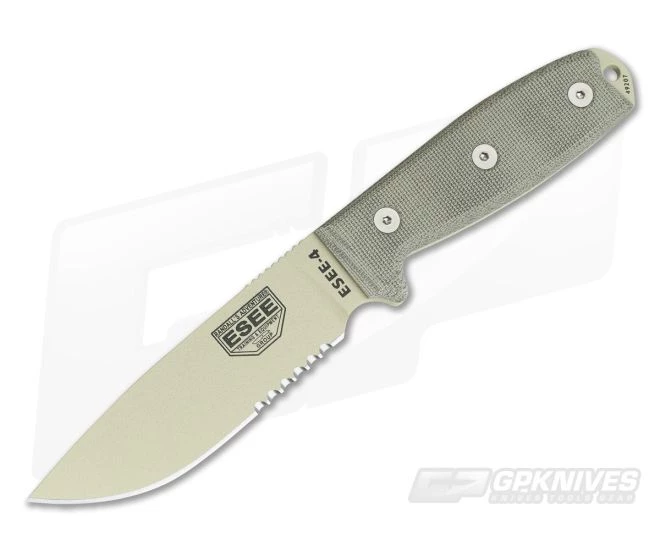 ESEE 4S Desert Tan Partially Serrated 3 ESEE 4S Desert Tan Partially Serrated