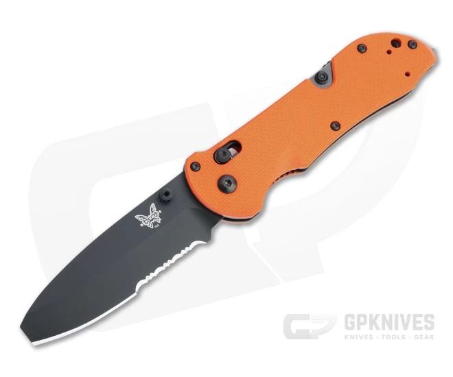 Benchmade Triage Blunt Tip Black Serrated N680 Orange G10 AXIS Lock Folder 916SBK-ORG 3 Benchmade Triage Blunt Tip Black Serrated N680 Orange G10 AXIS Lock Folder 916SBK-ORG