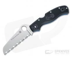 Spyderco Rescue 3 Thin Blue Line Serrated VG10 Black FRN Folder C14FSBKBL3