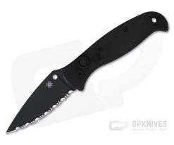 Spyderco Autonomy 2 Black DLC Fully Serrated LC200N Black G10 Automatic Knife C165GSBBK2