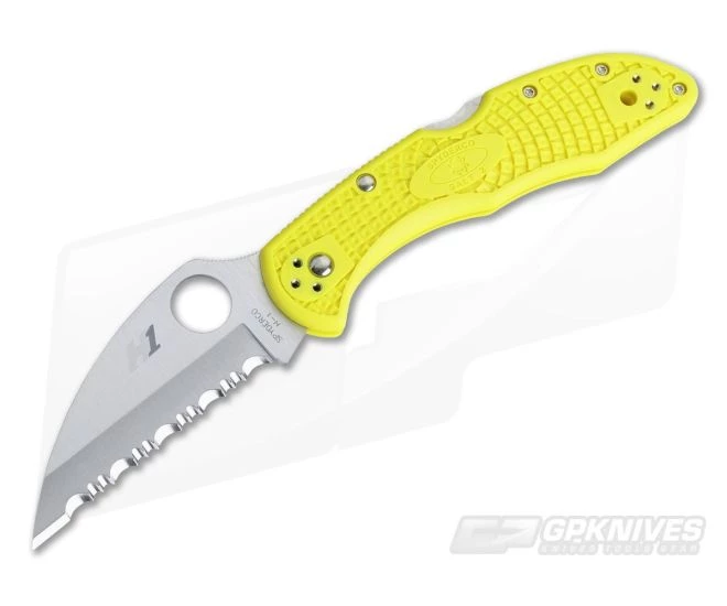 Spyderco Salt 2 Wharncliffe Serrated H1 Yellow FRN Back Lock Folder C88SWCYL2 3 Spyderco Salt 2 Wharncliffe Serrated H1 Yellow FRN Back Lock Folder C88SWCYL2