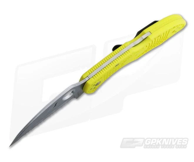 Spyderco Salt 2 Wharncliffe Serrated H1 Yellow FRN Back Lock Folder C88SWCYL2 5 Spyderco Salt 2 Wharncliffe Serrated H1 Yellow FRN Back Lock Folder C88SWCYL2 - Image 3