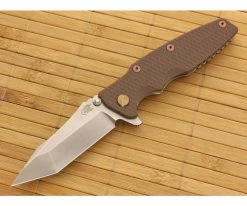 Hinderer Knives Eklipse 3.5" Tanto Flipper Dark Earth Brass Standoffs
