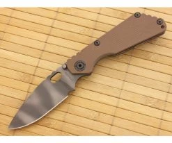 Strider SnG-S Spear Point Flat Coyote Brown G10 TigerStriped Flamed Ti