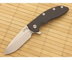 Hinderer Knives XM-18 3.5" Black Spear Point Flipper Battle Gray Ti