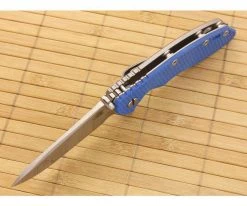 Hinderer Knives XM-18 3.5" Blue Spear Point Flipper CPM-20CV -Rescue Knives Sales Store xm 18blu 35srf 3