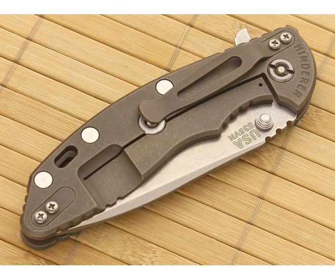 Hinderer Knives XM-18 3.5" Dark Green Spanto Flipper Bronze Ti 4 Hinderer Knives XM-18 3.5" Dark Green Spanto Flipper Bronze Ti - Image 2