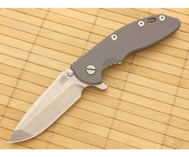 Hinderer Knives XM-18 3.5" Battleship Gray Spanto Flipper S35VN 3 Hinderer Knives XM-18 3.5" Battleship Gray Spanto Flipper S35VN