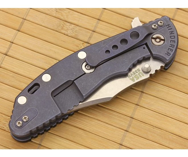 Hinderer Knives XM-24 Bowie Flipper Black G-10 & Battle Blue Frame 4 Hinderer Knives XM-24 Bowie Flipper Black G-10 & Battle Blue Frame - Image 2