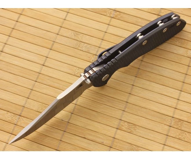 Hinderer Knives XM-24 Bowie Flipper Black G-10 & Battle Blue Frame 5 Hinderer Knives XM-24 Bowie Flipper Black G-10 & Battle Blue Frame - Image 3